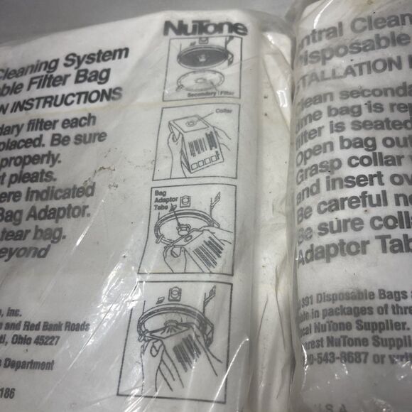 Lot of Nutone Central Vacuum Bags 3 bags per Pack Part No. 44186 Bundle - Picture 4 of 8
